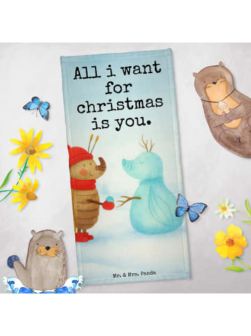 Mr. & Mrs. Panda sporthandtuch Nachtfalter Schneemann Design mit... in Eisblau