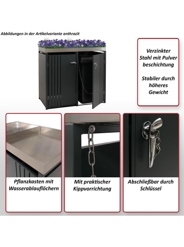 MCW 2er-Mülltonnenverkleidung O67, Anthrazit Edelstahl