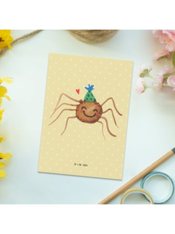 Mr. & Mrs. Panda Postkarte Spinne Agathe Party ohne Spruch in Gelb Pastell