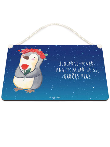 Mr. & Mrs. Panda Schild Jungfrau Astrologie mit Spruch in Sternenhimmel Blau