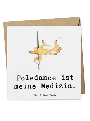 Mr. & Mrs. Panda Klappkarte Fuchs PoledanZeichen mit Spruch in Weiß