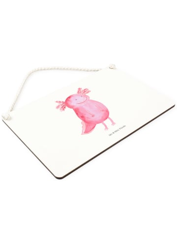 Mr. & Mrs. Panda Wandbild Holz Axolotl Glücklich ohne Spruch in Weiß