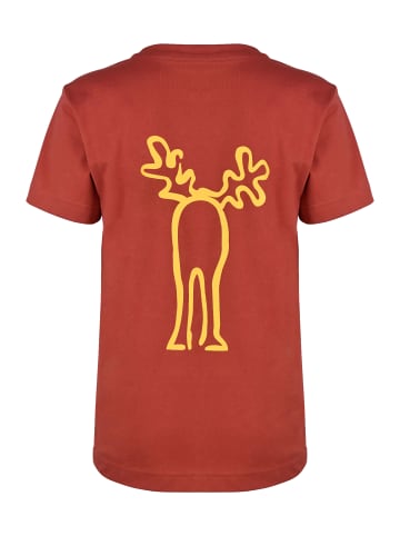 elkline T-Shirt Rudölfchen Kult Elch in burnt red - golden sunset