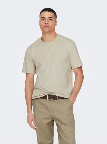 Only&Sons T-Shirt 2er-Set Rundhals Kurzarm in Schwarz-Beige