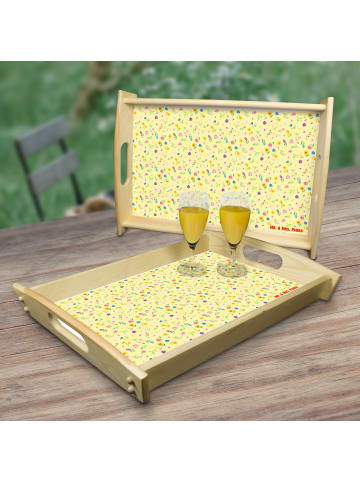 Mr. & Mrs. Panda Holz Tablett Bunte Blumenwiese ohne Spruch in Gelb