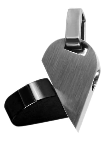 Adeliás Damen Anhänger – Herz Herzanhänger aus Edelstahl in schwarz