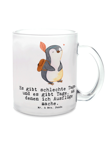 Mr. & Mrs. Panda Kaffeebecher Pinguin Ausflug mit Spruch in Transparent