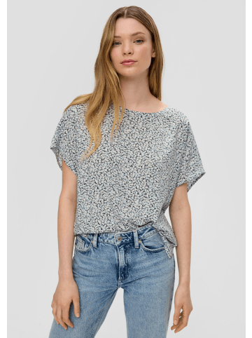 QS Bluse kurzarm in Grau-mehrfarbig