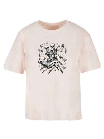 F4NT4STIC Tee Skelettpaar tanzt mit Band in pink
