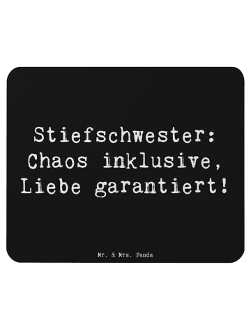 Mr. & Mrs. Panda Mauspad Stiefschwester Liebe mit Spruch in Schwarz
