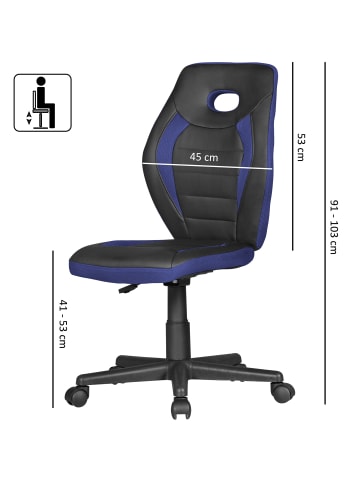 FineBuy Bürostuhl in Blau / Stoff / 63x63x103