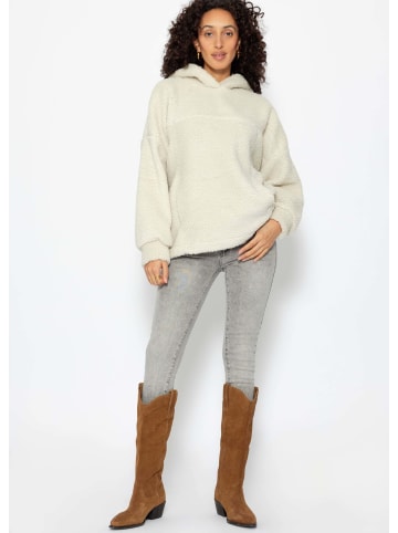 SASSYCLASSY Oversize Teddy Sweatshirt mit Kapuze in Offwhite