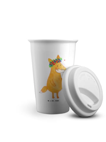 Mr. & Mrs. Panda To Go Becher Fuchs Blumen ohne Spruch in Weiß