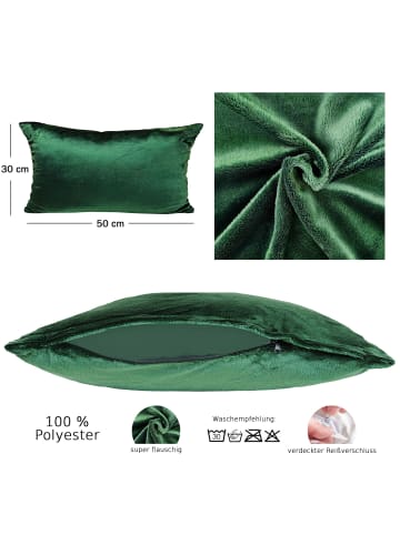JACK 2er Set Teddy Flausch Kissen 45x45cm in grün