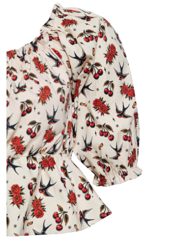 Queen Kerosin Queen Kerosin Carmen-Top Cherries & Roses in beige