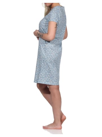 NORMANN Nachthemd Bigshirt kurzarm Herz Tupfen - 73288 in hellblau