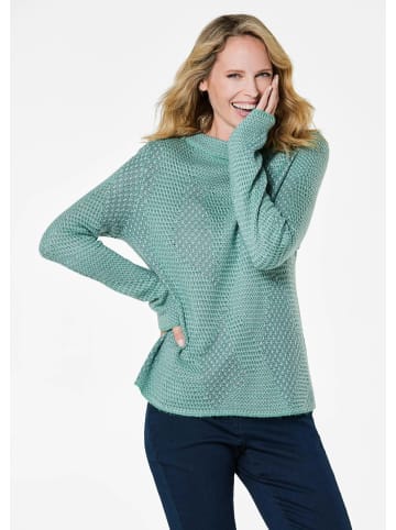 GOLDNER Kurzgröße:  Strickpullover im Reiskorn-Effekt in mint / gemustert