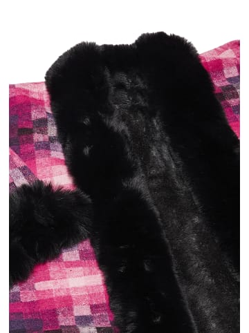 fraully Damen Poncho in Pink Mehrfarbig