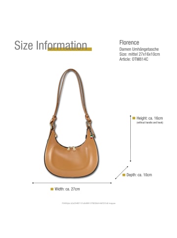 Florence Leder Umhängetasche Florence Tasche braun, taupe ca. 27cm