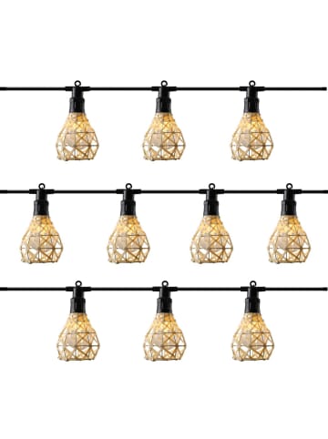 MARELIDA LED Party Deko Lichterkette Korboptik Boho Stil für Außen L: 4,5m in creme