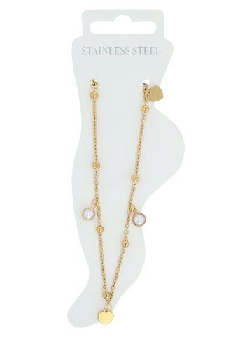 Adeliás Damen Anhänger – Herzanhänger aus Edelstahl mit Perle in gold