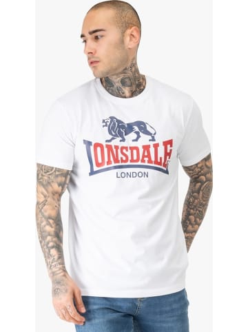 Lonsdale T-Shirt "Lion Two Tone Herren T-Shirt normale Passform" in Weiß
