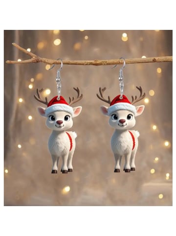 Adeliás Weihnachtsschmuck Ohrringe Ohrhänger Renntier aus Acryl in bunt