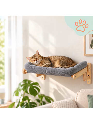 relaxdays Katzenbett in Grau/ Natur - (B)69 x (H)26,5 x (T)40,5 cm