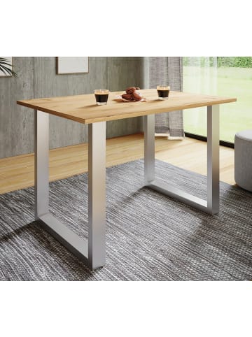 VCM  Premium Esstisch Küchentisch Xona U 110x80 in Silber / Honig-Eiche