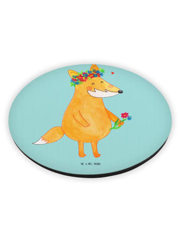 Mr. & Mrs. Panda Kühlschrankmagnet Fuchs Blumen ohne Spruch in Türkis Pastell