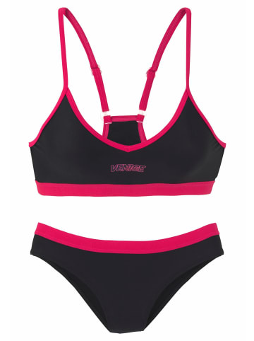 Venice Beach Bustier-Bikini in schwarz-pink