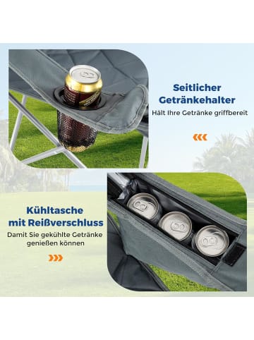 COSTWAY Campingstuhl Faltbar XXL 227KG Belastbar in Grau