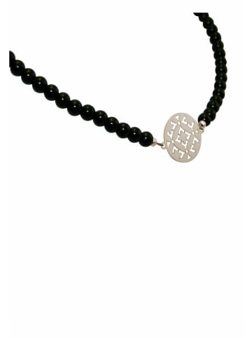 Gemshine Halskette Choker Yoga Mandala und Onyx in silver coloured