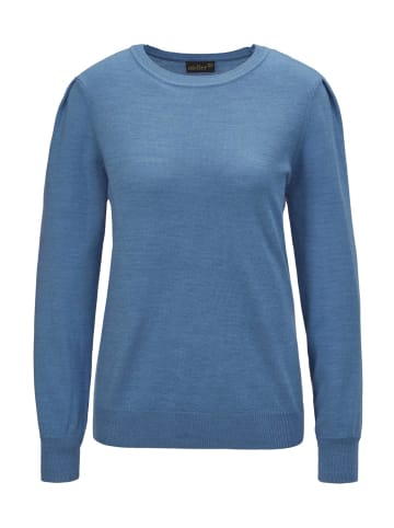 GOLDNER Kurzgröße:  Strickpullover Weicher Strickpullover, Ballonärmel in jeansblau