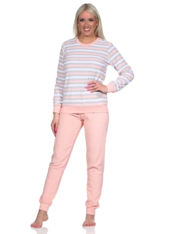 NORMANN Frottee Schlafanzug lang Pyjama in rosa