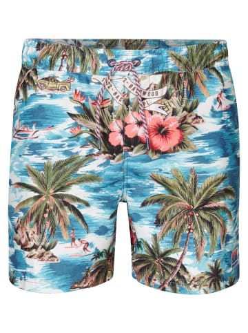 Petrol Industries Badehose mit tropischem Print Floridian in Blau