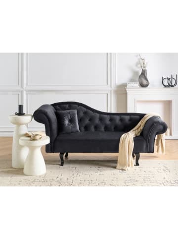 Beliani Chaiselongue LATTES II in Schwarz/Braun - (W) 192 x (H) 81 x (L) 59 cm