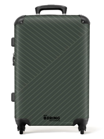 NoBoringSuitCases Suitcase, Koffer, Reisekoffer Dunkelgrünes Linienmuster