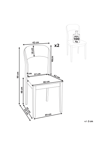 Beliani 2er-Set Esszimmerstuhl ALVIN in Braun/Grün