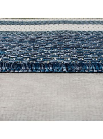 KADIMA DESIGN Outdoor Teppich Streifen, Geometrisch, Terrasse schmutzabweisend in Blau-Grün