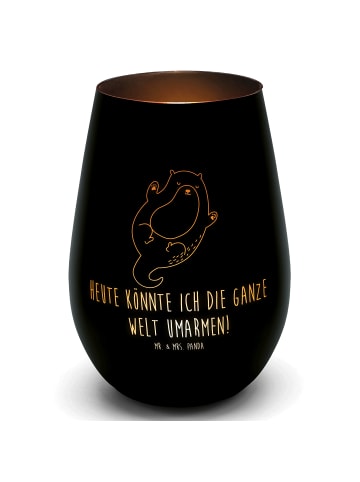Mr. & Mrs. Panda Windlicht Otter Umarmen mit Spruch in Schwarz