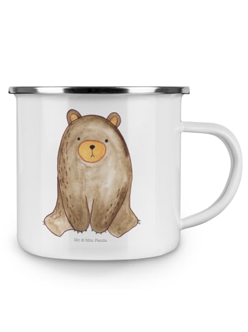 Mr. & Mrs. Panda Emaille Becher Bär sitzend ohne Spruch in Weiß
