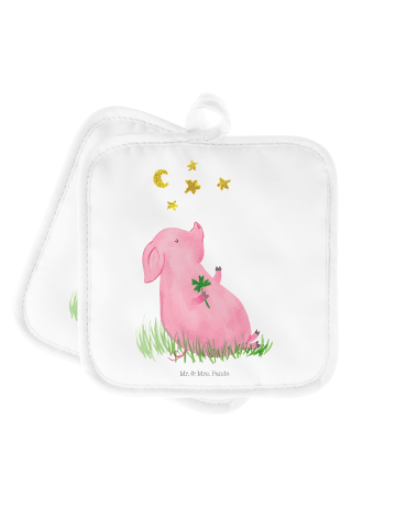 Mr. & Mrs. Panda Topfuntersetzer Schwein Glück ohne Spruch in Weiß