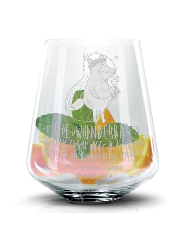 Mr. & Mrs. Panda Blümchentail Glas Capybara Wein mit Spruch in Transparent