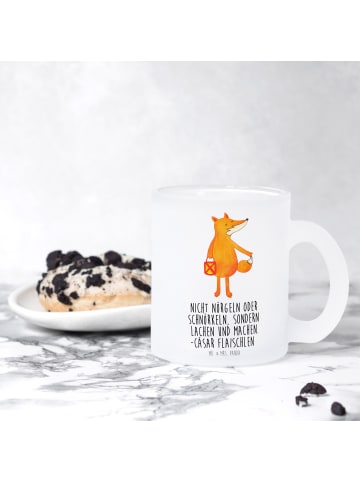 Mr. & Mrs. Panda Glas Fuchs Laterne mit Spruch in Transparent