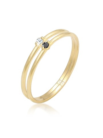 Elli DIAMONDS  Ring 375 Gelbgold Black Diamond, Ring Set, Verlobungsring in Gold