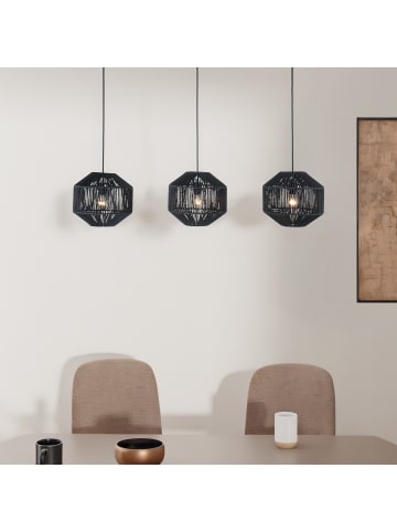 home24 home24 Pendelleuchte aus Metall und Naturfaser in Schwarz - 30 x 130 x 150 cm in Schwarz