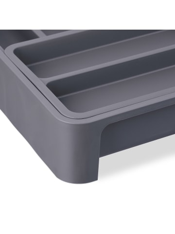 relaxdays Besteckkasten in Dunkelgrau - (B)23,5 x (H)6,5 x (T)31,5 cm
