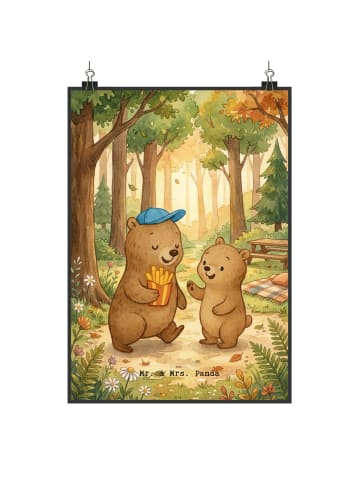 Mr. & Mrs. Panda Poster Bär Kind Pommes Design ohne Spruch in Weiß
