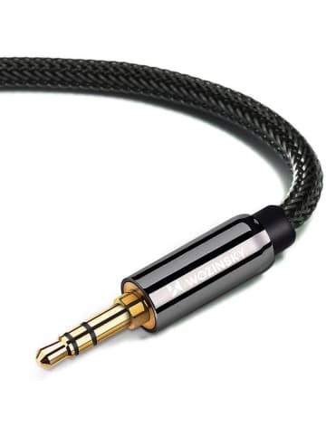 Wozinsky AUX-Kabel gewinkelt Miniklinkenkabel Schwarz 3m in Schwarz